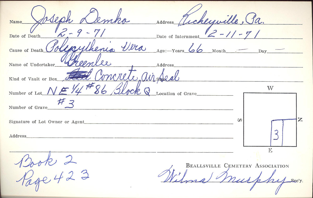 burial card